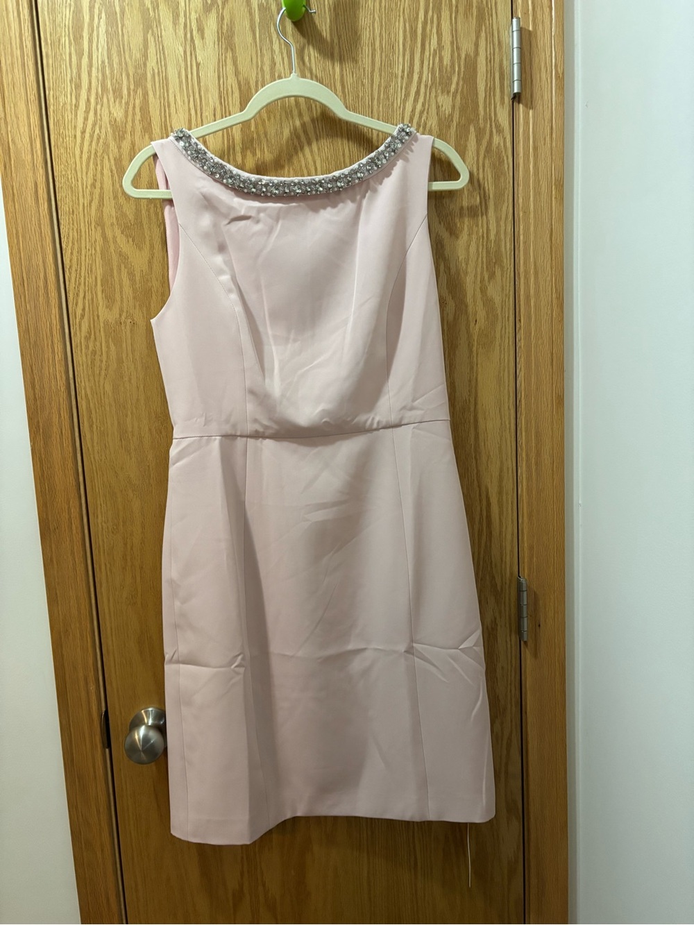 MOTF Pale Pink Midi Dress with Jeweled Neckline
